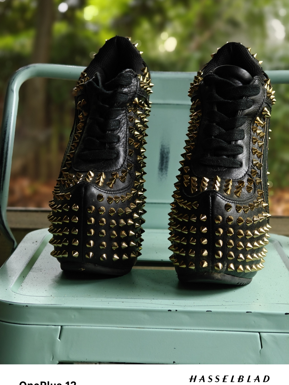 ZIGI girl Black Platform Stiletto Booties with Gold Studs - Picture 2 of 7